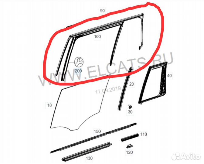 Направляющая стекла задней двери Mercedes GL X166