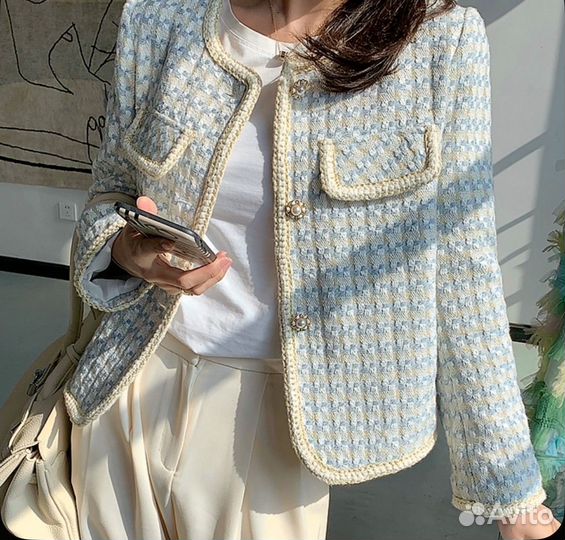 Пиджак жакет твидовый 48