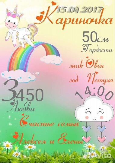 Метрика для новорожденных