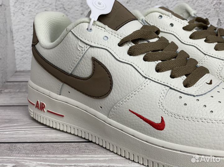 Кроссовки Nike Air Force 1'07 (Белые с корич)