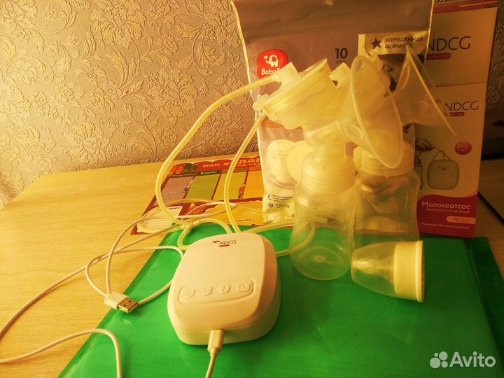 Электрический двойной молокоотсос+ручной+вкладыши