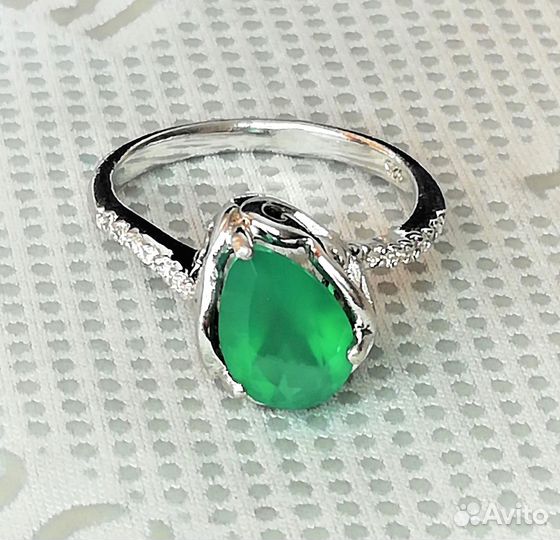 Кольца серебро хризопраз, перидот р.18,0 К200