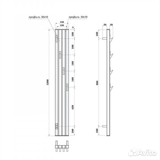 Полотенцесушитель электрический Point Пиано PN19722WC 150x1200, белый, хром