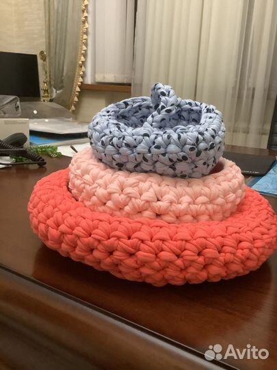 5 трикотажных корзинок