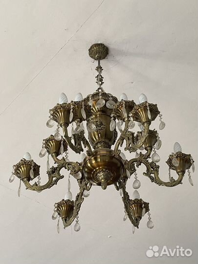 Люстра винтаж бронза/хрусталь