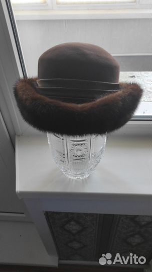 Шапка женская шляпка с норкой