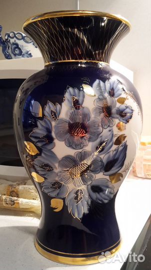 Ваза кобальт и золото