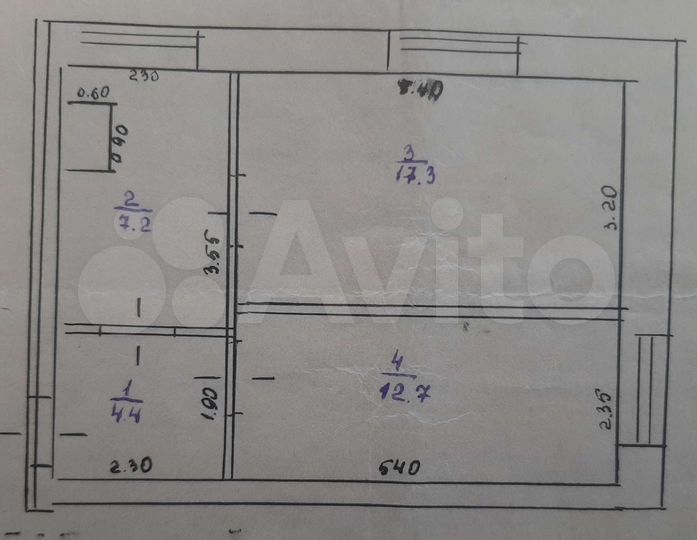 2-к. квартира, 41,6 м², 1/2 эт.