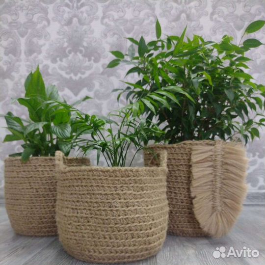 Корзина, кашпо, органайзер из джута. Эко