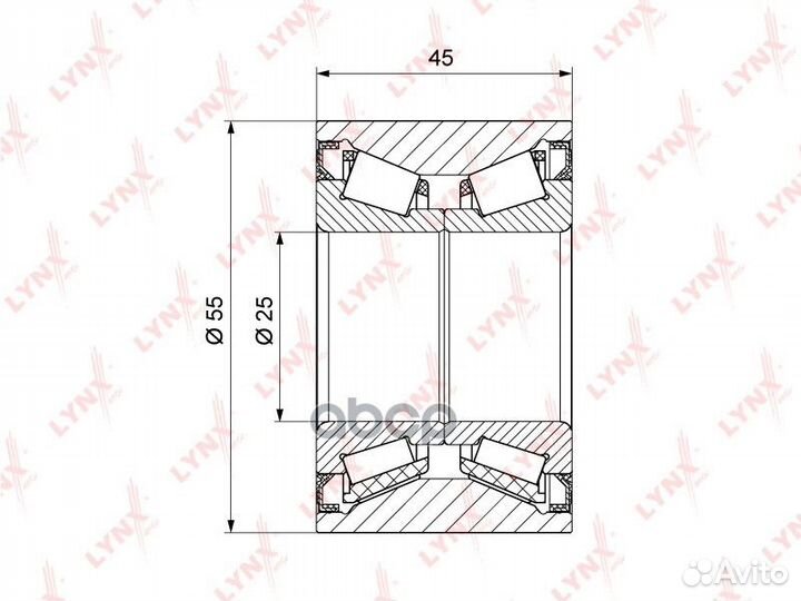 Подшипник ступицы задн. 45x25x55 WB-1204 lynx