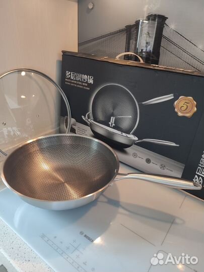 Сковорода Вок,из нержавеющей стали,30 см,новая