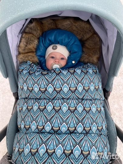 Конверт зимний с опушкой в коляску