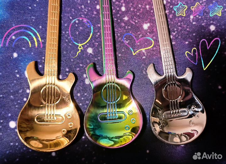 Ложки чайные гитара бас набор