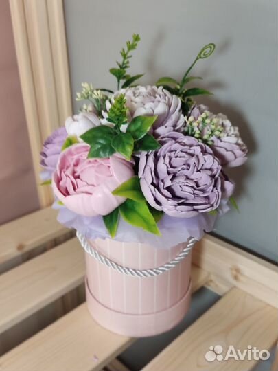 Мыльный букет/ Букет из мыла / Пионы,розы,герберы