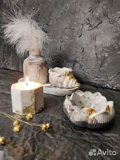 Подсвечник. Свеча. Подарок. Ваза из гипса