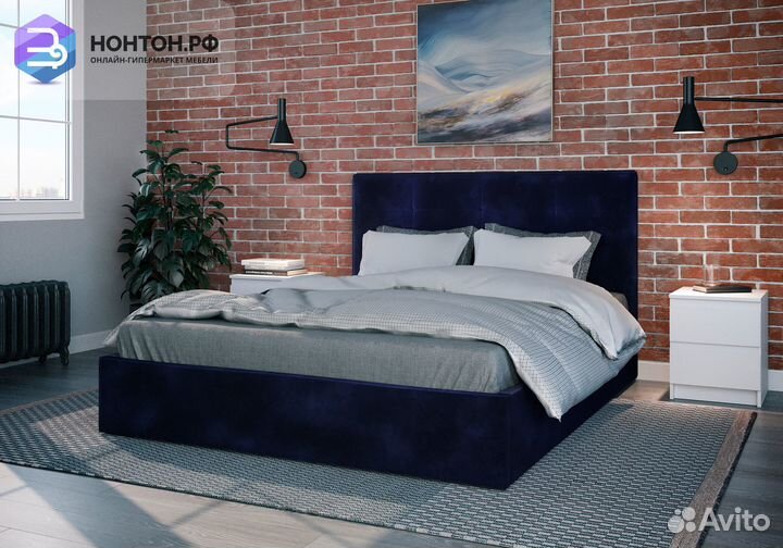 Кровать Диана велюр индиго