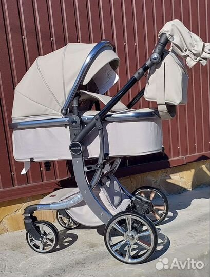 Коляска 2в1 Новая Кожа (светло-серая)