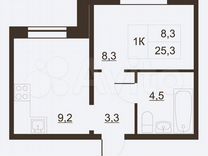 1-к. квартира, 26,2 м², 6/11 эт.
