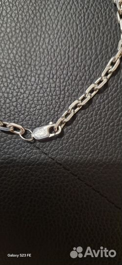 Мужская серебряная цепь бу якорная