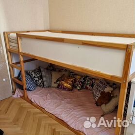 Двусторонняя кровать КЮРА, с основанием, белый, сосна, 90х200 см