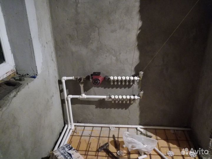 Отопление, водопровод, двери установка