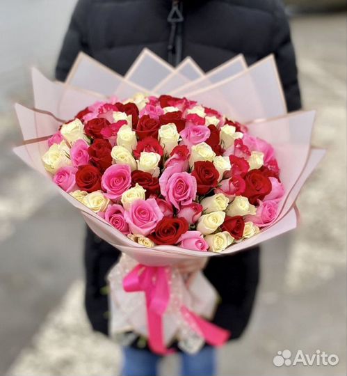 Цветы, Розы, 101 роза, Хризантемы, Доставка