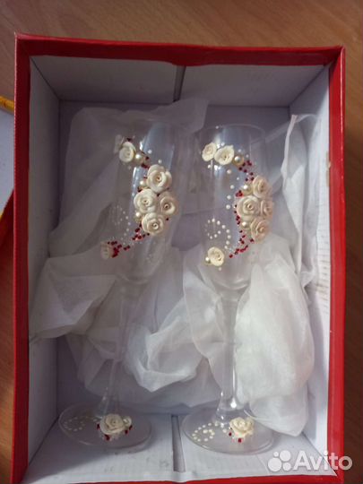 Свадебные бокалы ручной работы