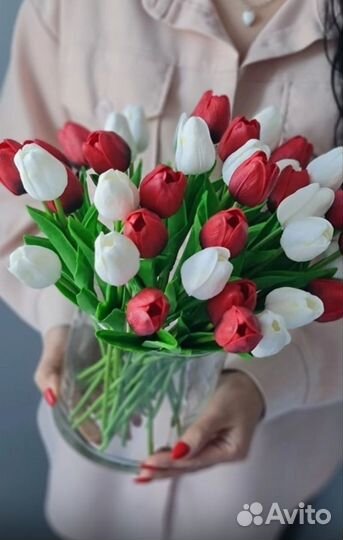 Тюльпаны из силикона, имитация живого цветка