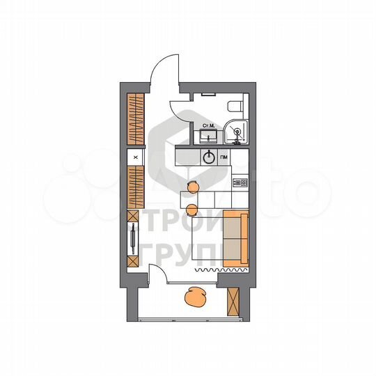 Квартира-студия, 28,2 м², 3/9 эт.