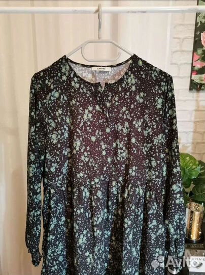 Платье длинное с цветочным принтом