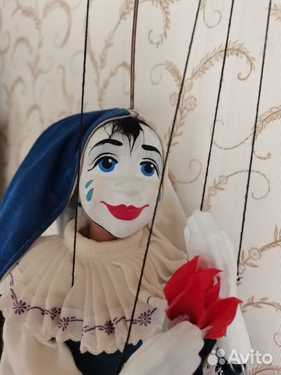 Кукла коллекционная клоун - арлекин марионетка