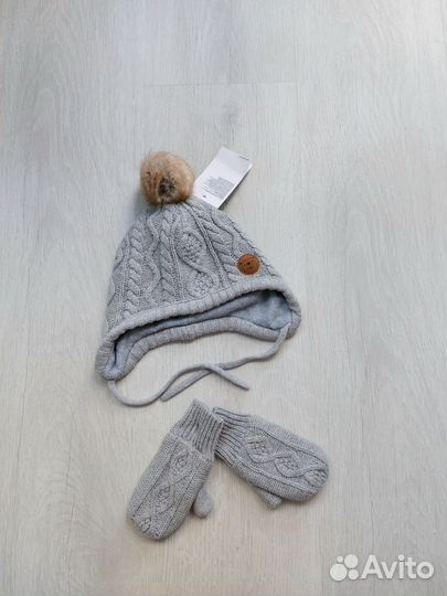 Новые шапка и варежки HM 74/80