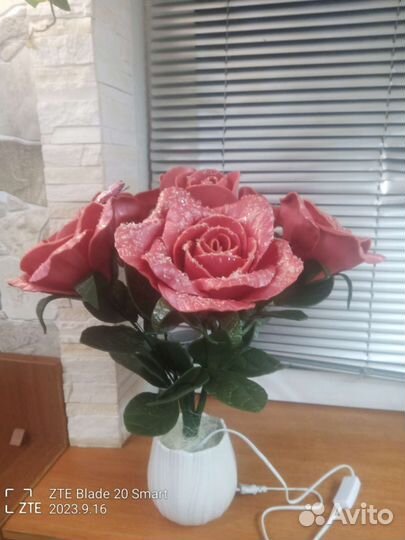 Роза из фоамирана.Светильник