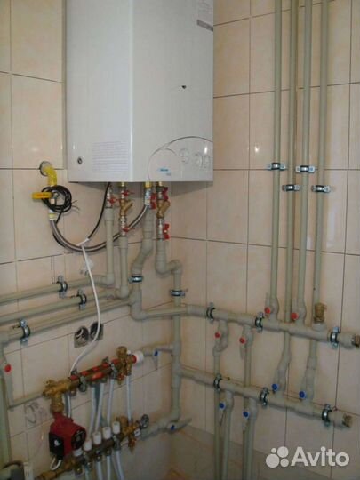 Подключение газового котла, радиаторов, тёплый пол
