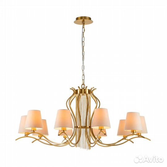 Люстра подвесная металл и текстиль в спальню