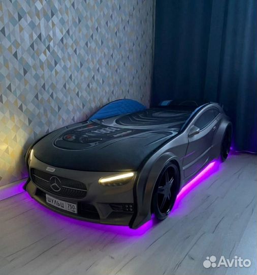 Детская Кровать Машина NEO Графит 180х80