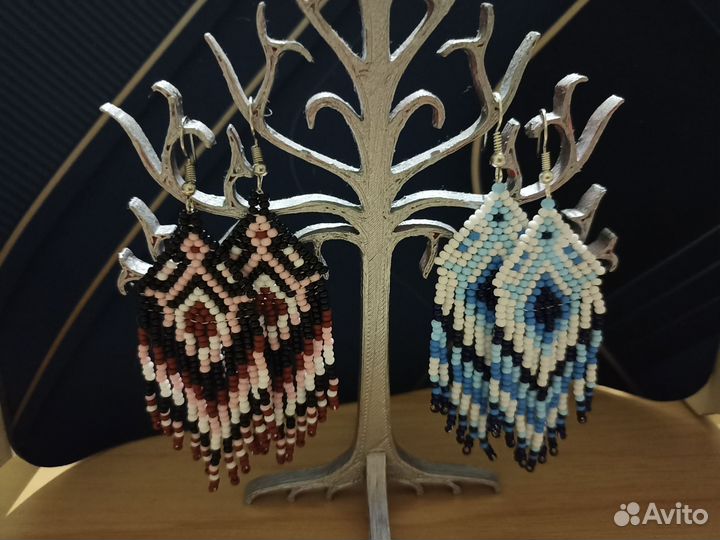 Серьги с бахромой