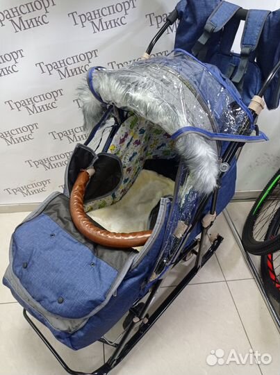 Санки коляска Galaxy Glory (Gloss) лен