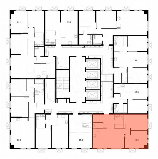 2-к. квартира, 59,2 м², 8/33 эт.