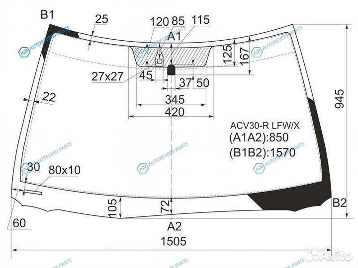 ACV30-R lfwx Стекло лобовое + дд toyota camry RHD