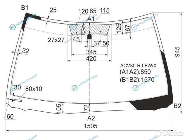 ACV30-R lfwx Стекло лобовое + дд toyota camry RHD