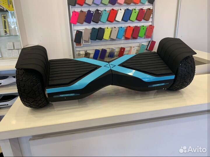Гироскутер внедорожный черный/ синий крест