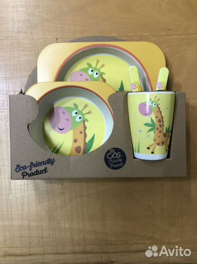 Набор детской посуды из бамбукового волокна в ассо