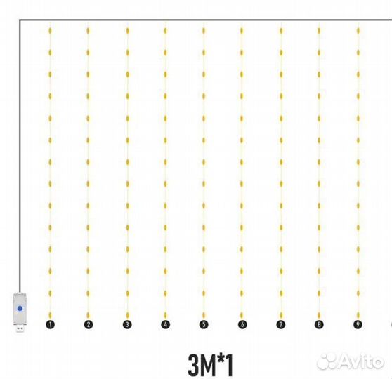 Гирлянда штора 3/1м