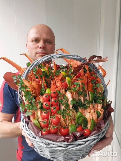 Мужской съедобный букет из раков