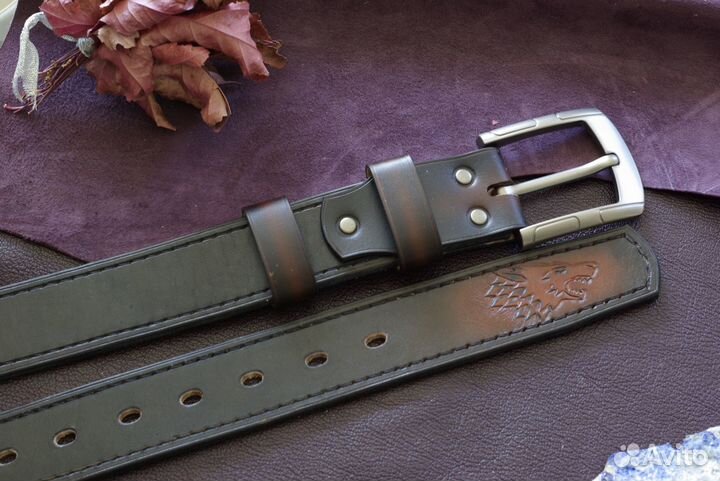 Ремень из кожи буйвола. Ручная работа. На заказ