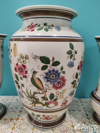 Винтажные полихромные вазы, фаянс. Германия
