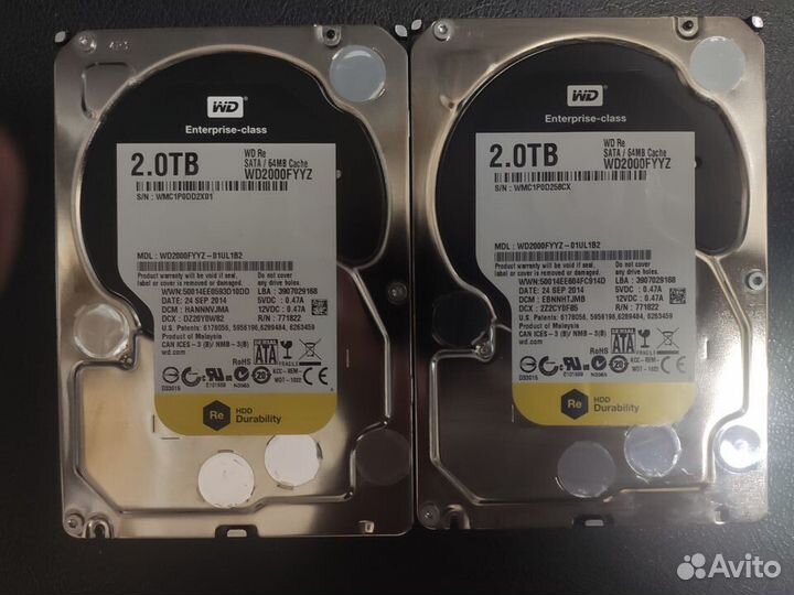 WD 2Tb WD2000fyyz маленький пробег не китай