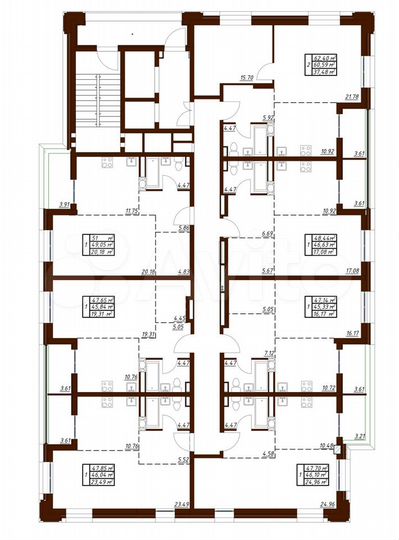 1-к. квартира, 48,4 м², 2/19 эт.