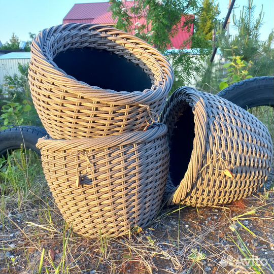 Кашпо из полиротанга Капучино 12л